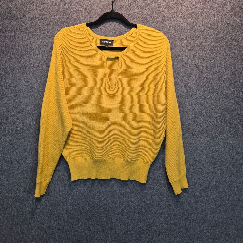 Express Rib Knit Pullover M Sweater Front Keyhole dolman sleeve grunge cottage
